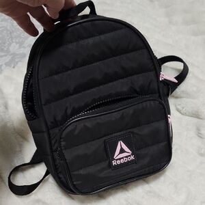 Reebok Quilted Black Mini Backpack with Pink Accents